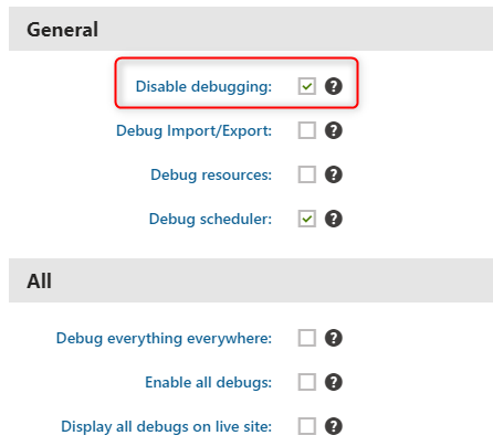 debugging options within Kentico Xperience