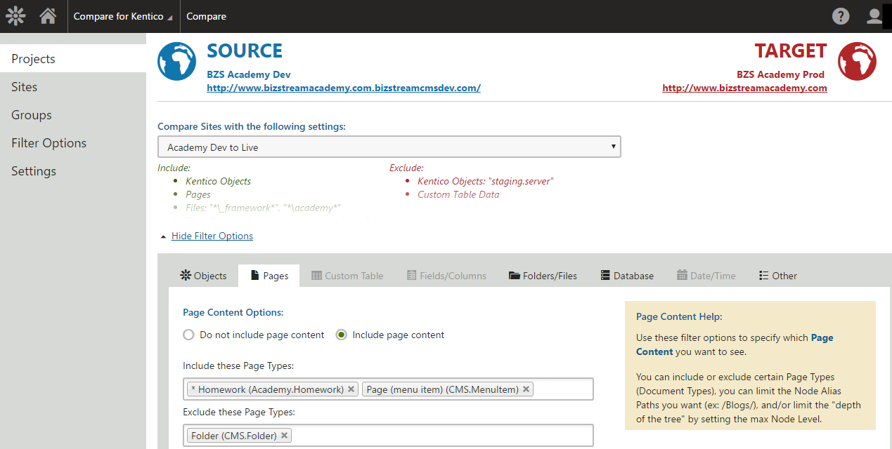 Compare for Kentico