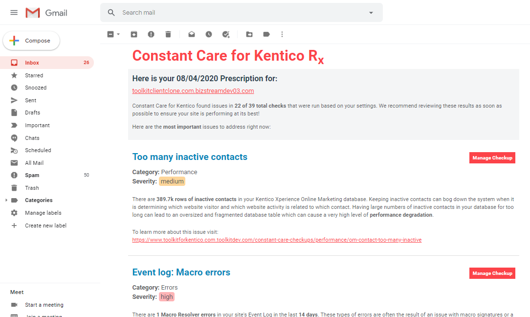 Constant Care for Kentico